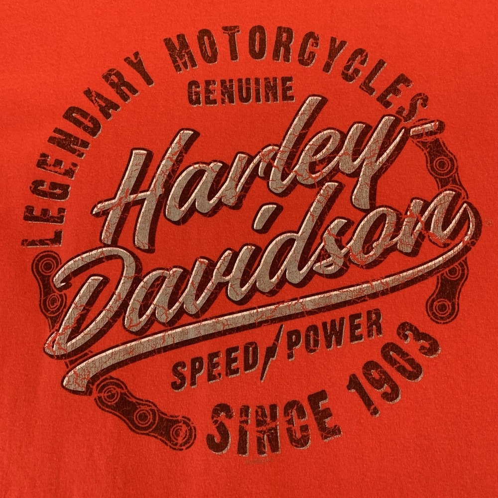 Harley-Davidson Shirt Mens 2XL Orange Roughneck Longview Texas Long Sleeve Tee